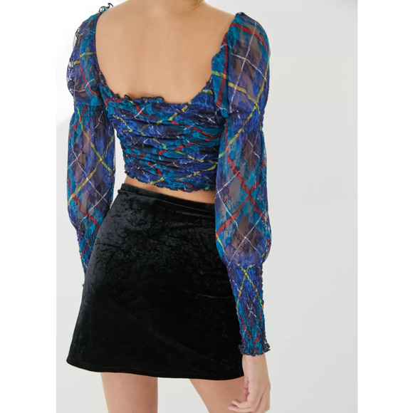 Urban Outfitters Recycled Velvet Notched Mini Skirt S/M NWT - Picture 1 of 7